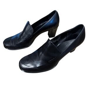 Womens Franco Sarto Shoes Size 9 N Black Leather Nolan? Heels Pumps Slip On